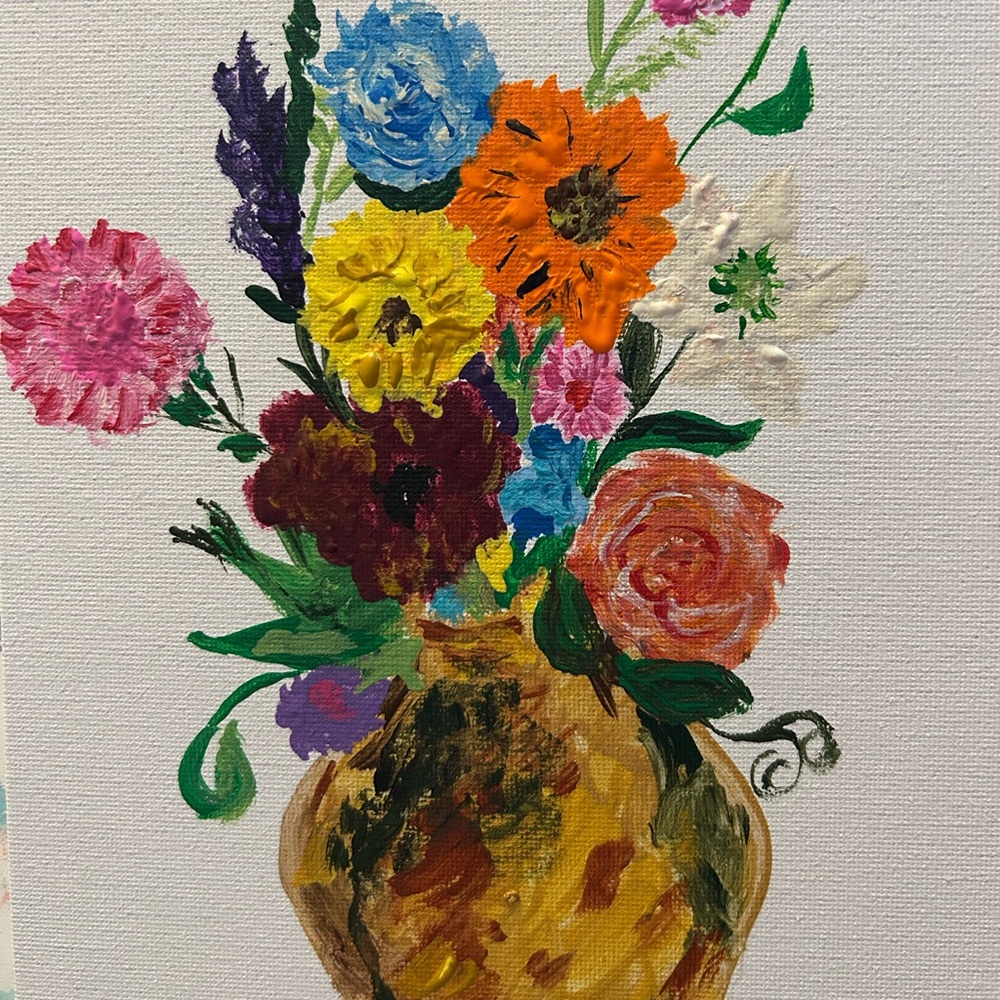 Colorful Floral Painting on Canvas
